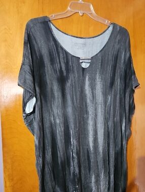 Lisa Rinna Collection Black Washed Scoop-Neck Tunic